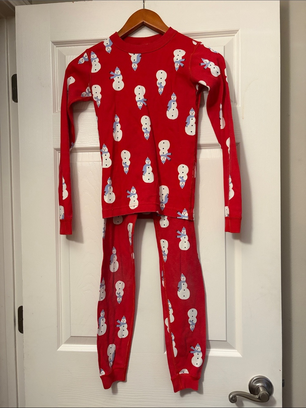Hanna Andersson Red Snowman Pajama Set